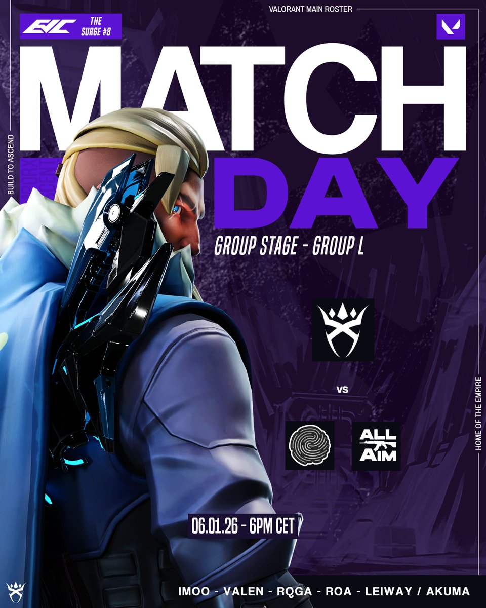 EmporXEsports's tweet image. THE SURGE #8 BY @EVCtournaments 🔥

Our Main Team is playing The Surge #8! 
Groupstage starts today vs. #AllAim and @ColorsEsport 🫡

🏹 @RqGaFPS 
🏹 @imoo_VT 
🏹 @valenvlr 
🏹 @Roa_vl 
🏹 @MyLeiway 

🧠 @AnselmBKK3R 
💼 @atomikcy 

We are ready to give it all. ⚡️
#EPXRULES