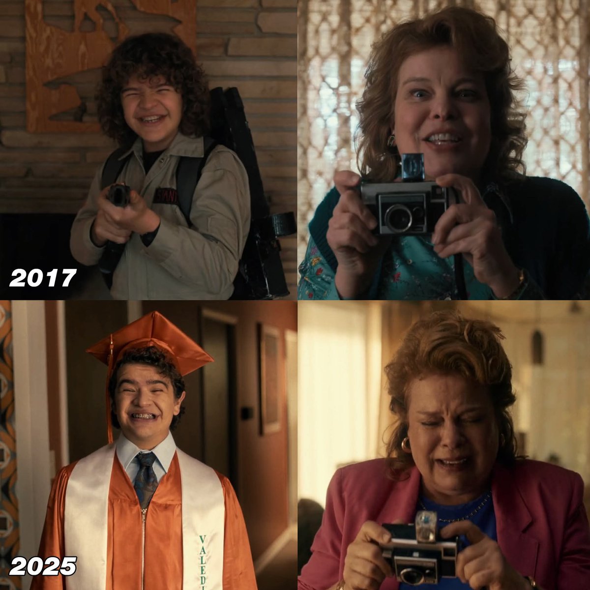 TheCineprism's tweet image. Dustin’s mom keeping the photo tradition.