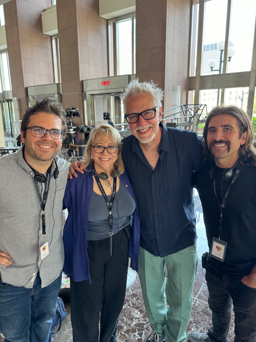 With <a href="/Superman/">Superman</a>’s co-creator Jerry Siegel’s daughter Laura and grandchildren Michael and James on set in Cleveland.