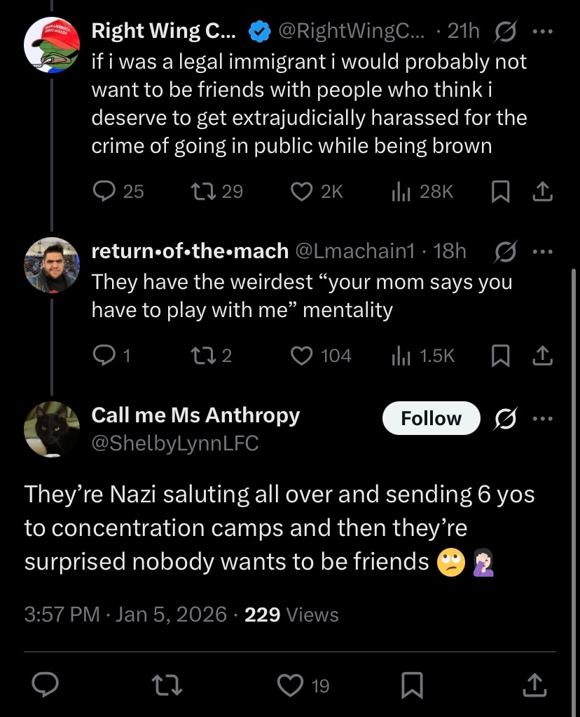 It doesn’t even make any sense, if Republicans hate all these groups and are Nazis why would they be so tolerant of the opposing team that supports all the races and genders they hate? Anyways here’s the normal good guy team acting not hysterical