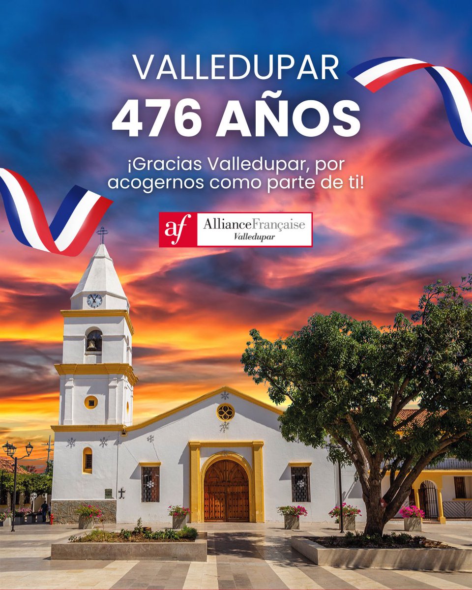 🎉✨ Feliz aniversario, Valledupar
La Alianza Francesa de Valledupar celebra con orgullo los 476 años de historia, cultura y tradición de nuestra ciudad.
Que este nuevo año siga fortaleciendo el arte, la educación y los lazos culturales que nos unen con el mundo. #AFV