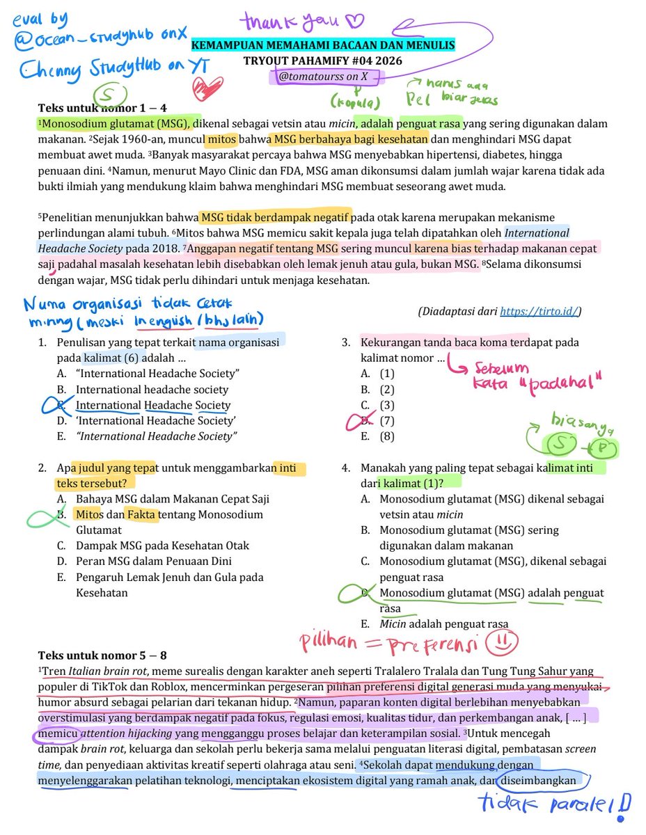 ocean_studyhub's tweet image. Pembahasan PBM TO #4 Pahamify (MIPY) UTBK/SNBT 2026 😸🤟

Semoga membantu yaa buat eval feel free to correct or add something (sorry tulisan ku jelek) 🍗

Pdf by kak @tomatourss thank you🩷
*pdf eval on the thread okey..