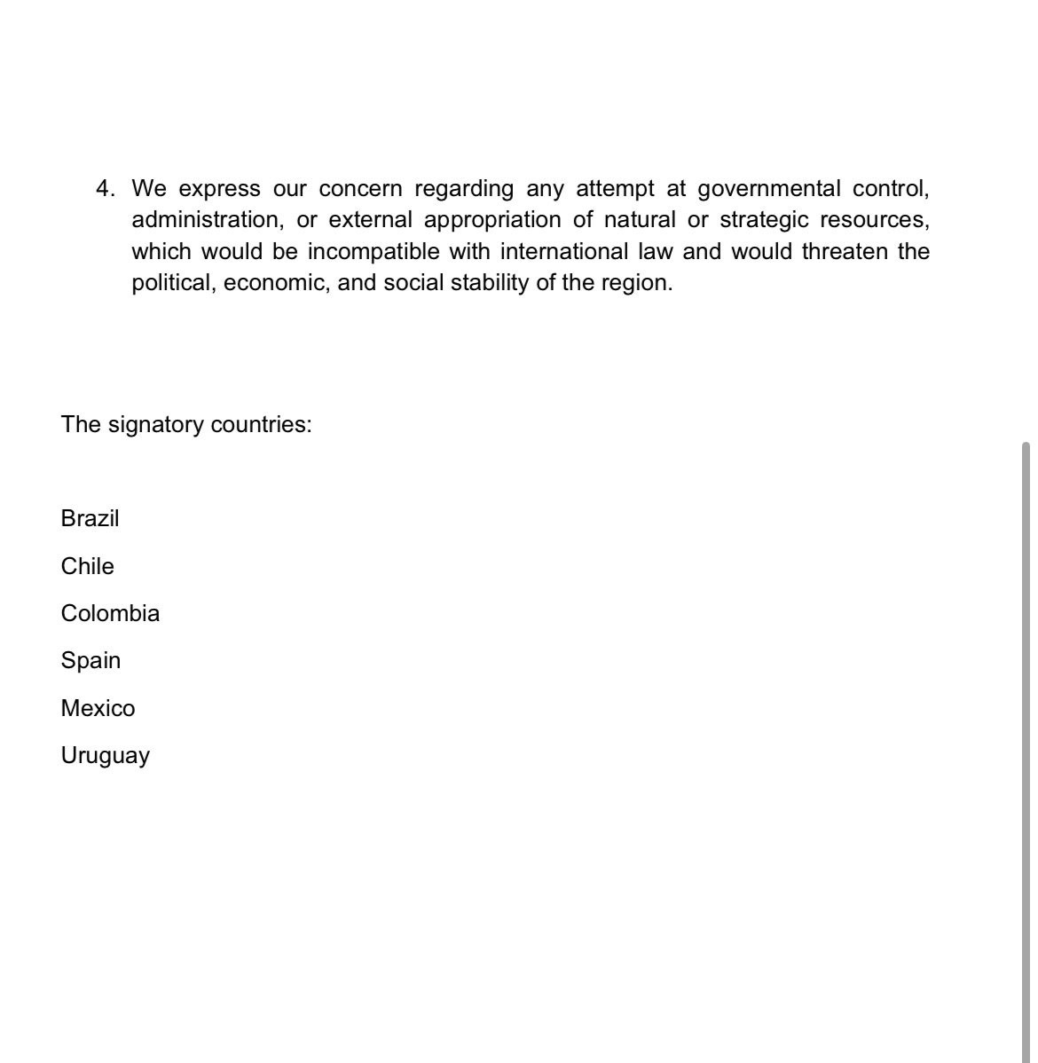 YourAnonCentral's tweet photo. Joint statement by Spain, Brazil, Chile, Colombia, Mexico and Uruguay rejecting the illegal US aggression in Venezuela and warn against the theft of natural resources by the US. https://t.co/XfSwHwZH7o