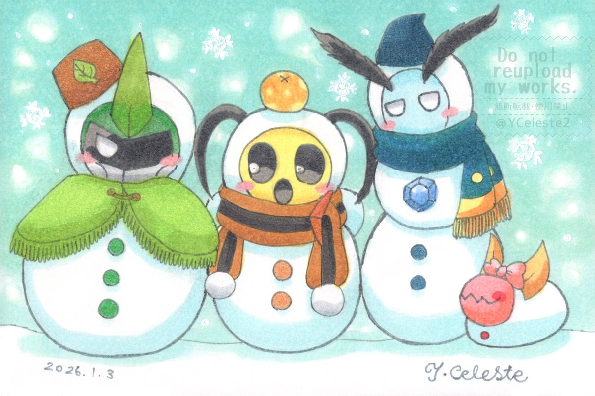 ゆきだるま☃️❄️(Snowmen☃️❄️) ガブチョは雪うさぎ。 #BugFables