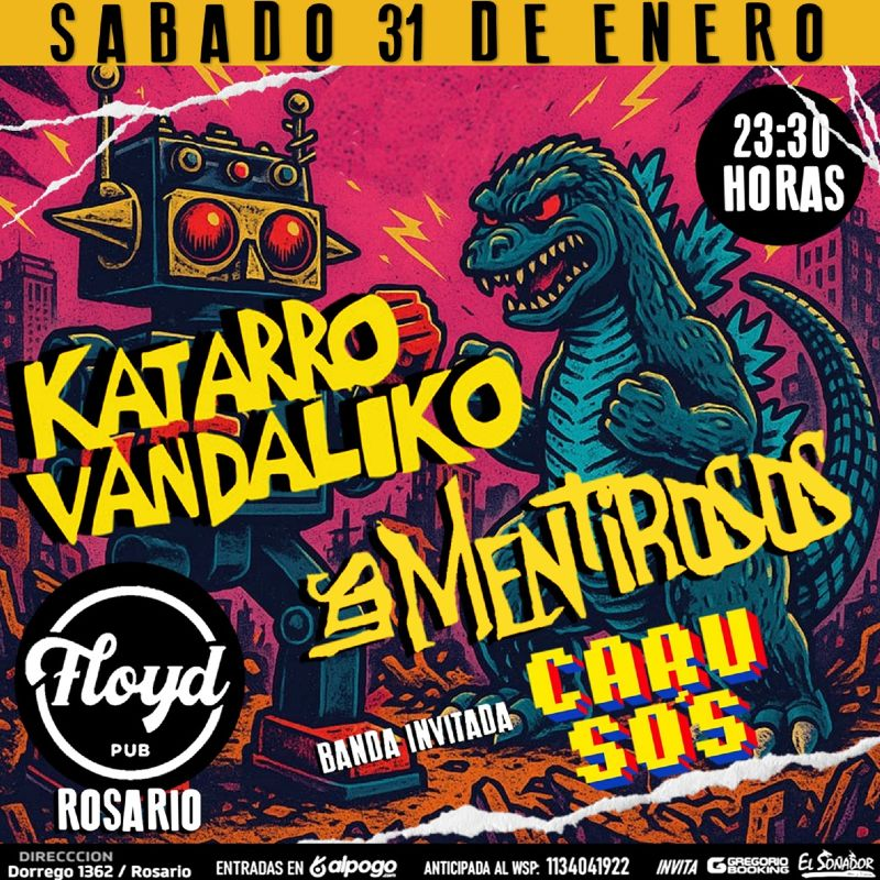 Rockandata's tweet photo. 🗓️ El año arranca a todo volumen en Floyd (Dorrego 1362, Rosario): a fines de enero: punk con Katatarro Vandaliko y a comienzos de febrero: heavy metal con Tren Loco celebrando 35 años. Guitarras, pogo y rock vivo. 🎸🔥 https://t.co/GDYKbkSY6d