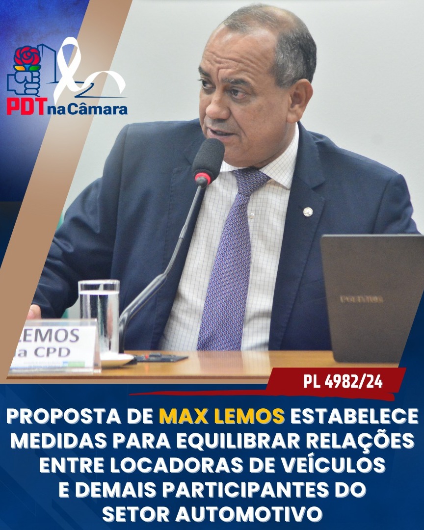 🚗 Está em análise o Projeto de Lei 4982/24, do deputado <a href="/maxlemosoficial/">Max Lemos</a>, que prevê normas para equilibrar as relações entre locadoras de veículos, fabricantes, concessionárias e seguradoras, promovendo concorrência justa, proteção ao consumidor e desenvolvimento sustentável.