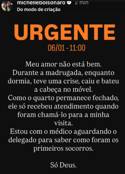 Esposa de Jair Bolsonaro afirma que ele sofreu queda e feriu a cabeça, durante a noite.

O que estão fazendo com Bolsonaro é nada menos que tortura. 

Querem matá-lo?

Ele passou por quatro cirurgias, apresenta claramente um quadro de saúdo muito fragilizada, e mesmo assim foi