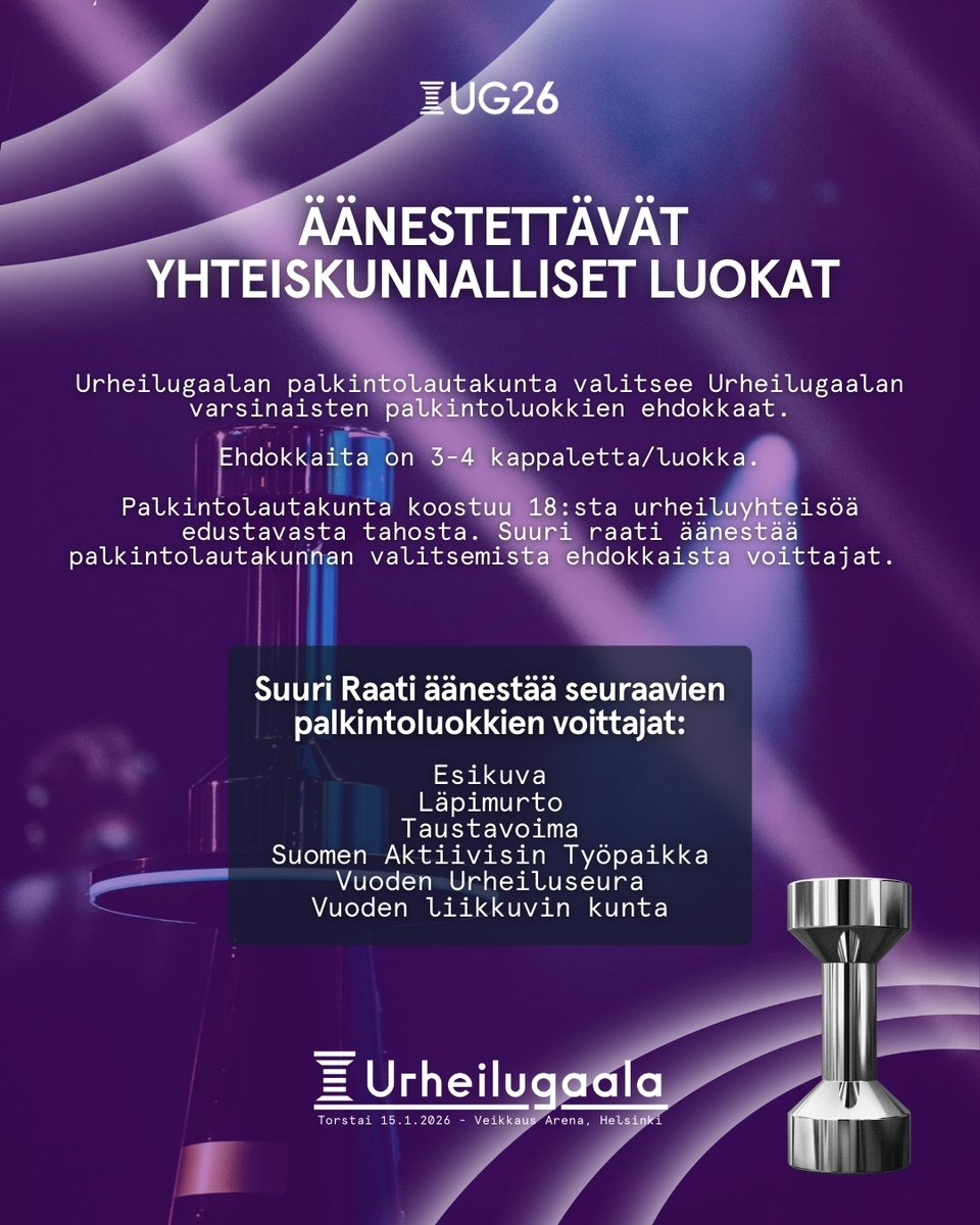 Suomen liikkuvin kunta -ehdokkaat✨

🏆Kokkola
🏆Pelkosenniemi
🏆Sotkamo

#UG26 #urheilugaala #suomenliikkuvinkunta