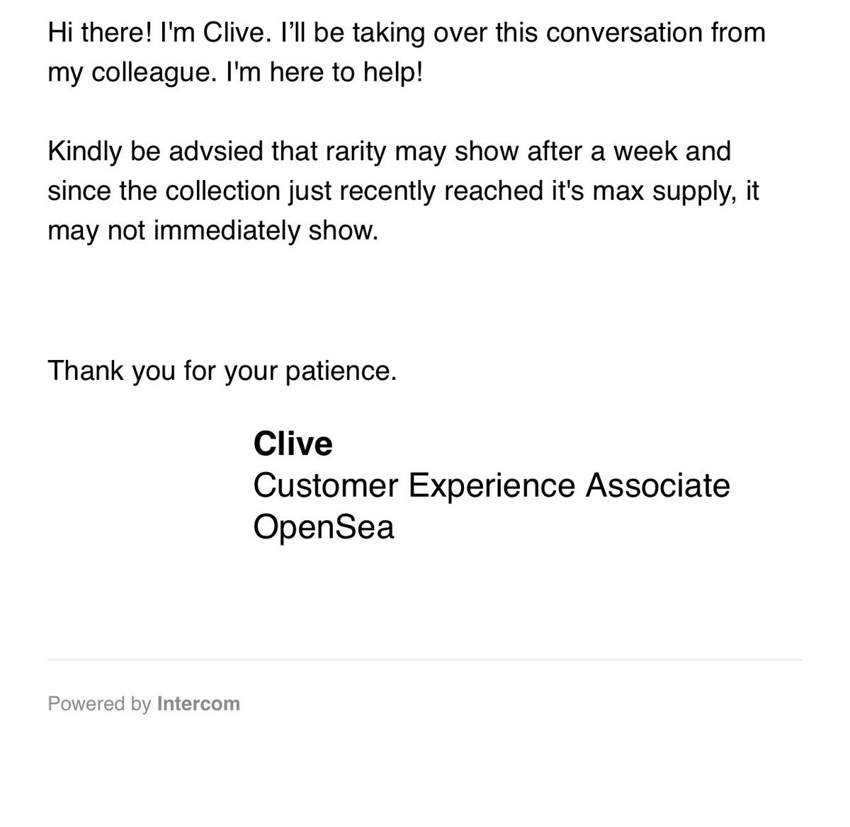 Week ?! , its too much time <a href="/opensea/">OpenSea</a> , people can’t bear that !! 😭