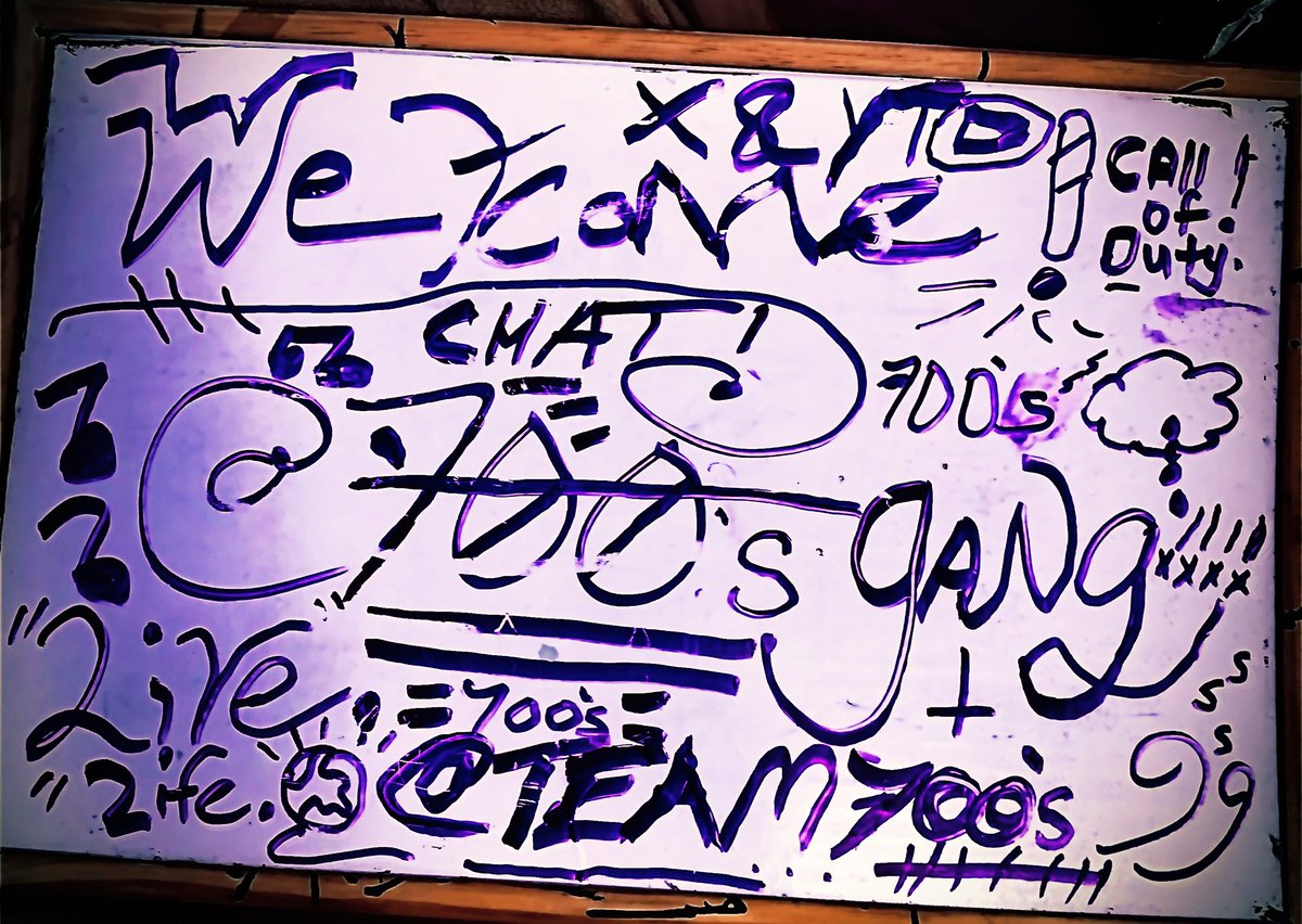 Welcome! Into 700s!
CALL OF DUTY team! &amp; Entertainment squad, 
GAMING! Sniping,Trickshotting team! 

🏡
<a href="/Team700s/">700s •</a>

Content &amp; MORE! 
Chat!
🔴LIVE 

Whiteboard Of 700s! 💫
#700sUp ⬆️

<a href="/Team700s/">700s •</a> ❤️
#700sGang #700sSZN 🫀
YouTube.com/@700Chapters