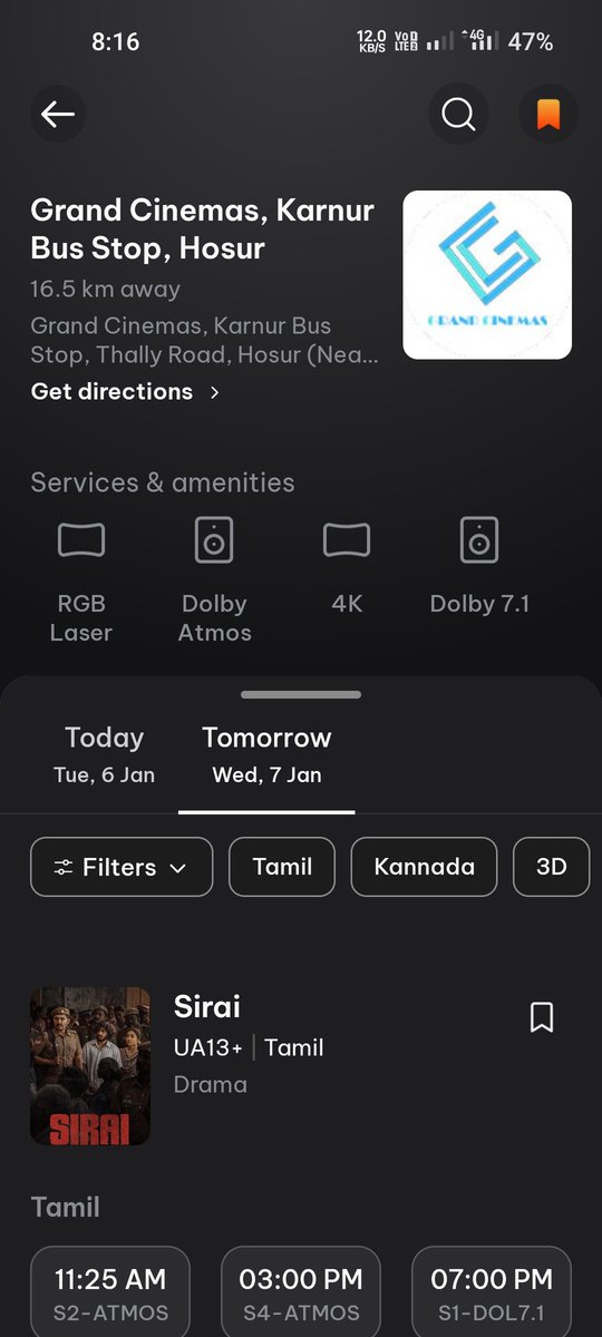 Harshathriven's tweet photo. @cinemas_grand Still not showing https://t.co/SL8WPBzPTp