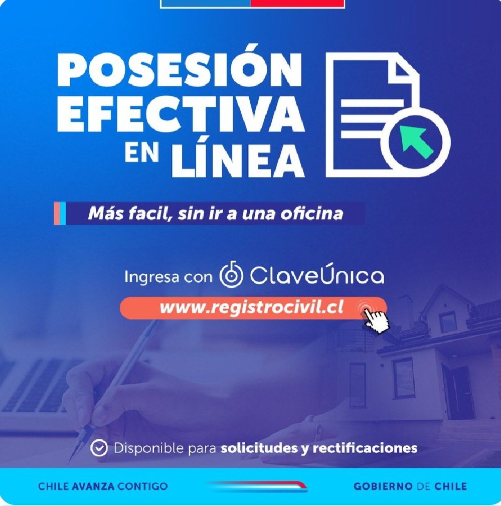 Dentro de los trámites que se pueden realizar online esta Posesión Efectiva.👇#RegistroCivilPresente <a href="/MinjudhValpo/">Seremi Justicia y Derechos Humanos Valparaíso</a> <a href="/MunicipioValpo/">Muni Valparaíso</a> <a href="/RegCivil_Chile/">Registro Civil e Identificación - Chile</a> <a href="/muni_quilpue/">Municipalidad de Quilpué</a> <a href="/vinadelmar/">Municipio de Viña del Mar</a> <a href="/Munivillalemana/">Municipalidad de Villa Alemana</a> <a href="/munisanfelipe/">Municipalidad de San Felipe</a> <a href="/santodomingocl/">Municipalidad de Santo Domingo - Chile</a> <a href="/didecomunivina/">DIDECO Viña del Mar</a>