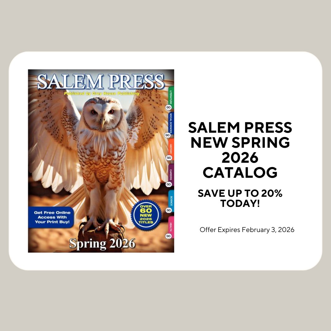 SalemPress's tweet photo. Celebrate the New Year with Fantastic Savings on Brand-New and Best-Selling History, Health, Careers, Science, Literature, Politics, U.S. Court Cases, and Women’s Suffrage Titles from Salem Press!  https://t.co/C6AujOJWIV #salempress #publishing https://t.co/A3Eo7IjbEO