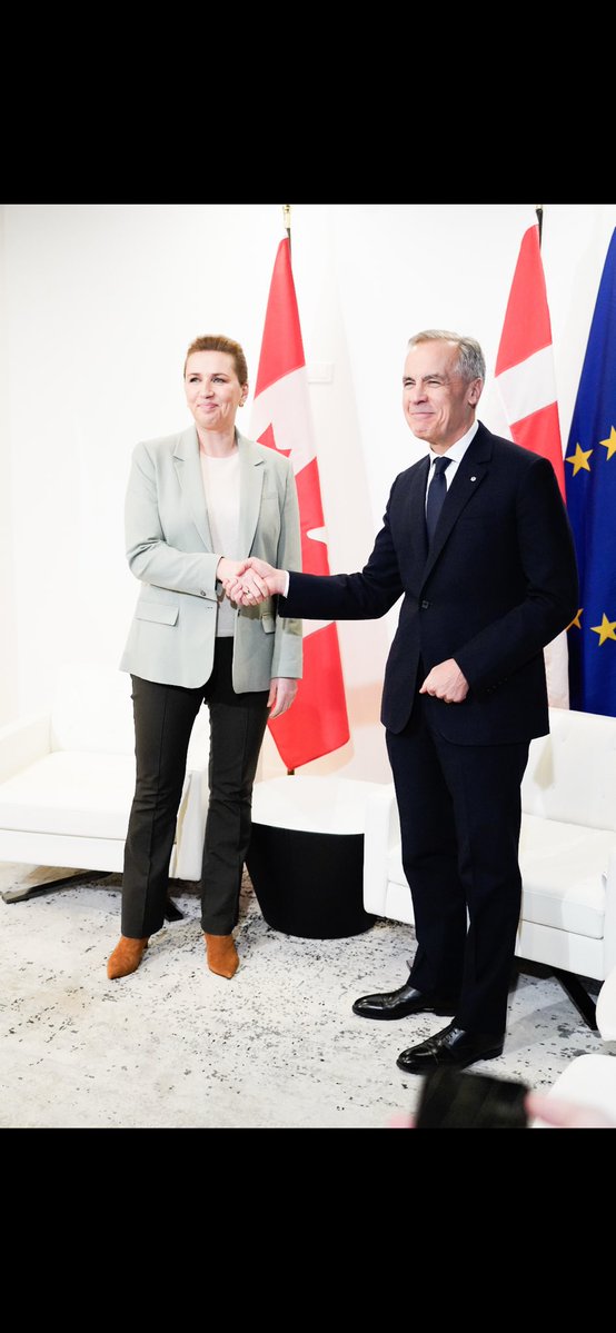 PM Frederiksen: ”Good meeting with PM Carney today. Reaffirmed close bond between our two countries. Discussed security in the Arctic. Expressed my appreciation for Canada’s strong support to the Kingdom of Denmark in the current situation.”