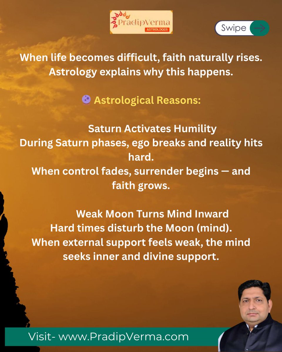 AstrologerPrad's tweet image. Truth to Remember

Faith doesn’t grow because life is easy.
Faith grows because planets push the soul toward surrender and inner strength.

#FaithAndAstrology #SaturnLessons #SpiritualGrowth