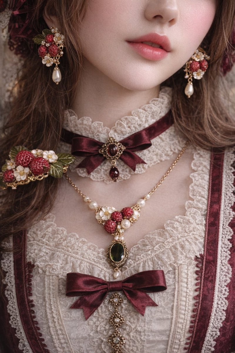 serenade0024's tweet image. 今日はイチゴ🍓アクセサリー。
なんかちょっと形やパーツ変わったりしていますがイメージはこんな感じかな～😊