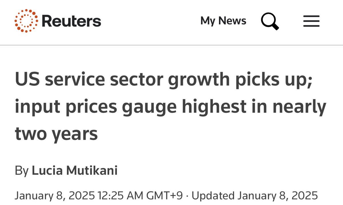 미국 12월 서비스업 PMI 52.5, 8개월 만에 최저치! 신규 주문은 20개월 최저 S&P글로벌 12월 미국 서비스업 PMI가  52.5로 예상(52.9)을 하회하며 8개월 만에 최저치를 기록했어요. 여전히 확장 국면(50 이상)이지만 성장세는 뚜렷하게  둔화됐어요. 관세와