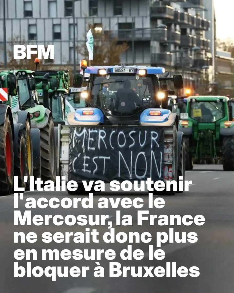 Comme c’était prévisible, la France se fait lâcher par l’Italie au sujet du Mercosur. Nos voisins européens n’ont aucune volonté de garder une agriculture paysanne ou des produits de qualité, ils visent quelques exploitations agro-industrielles mondialisées, et l’importation du