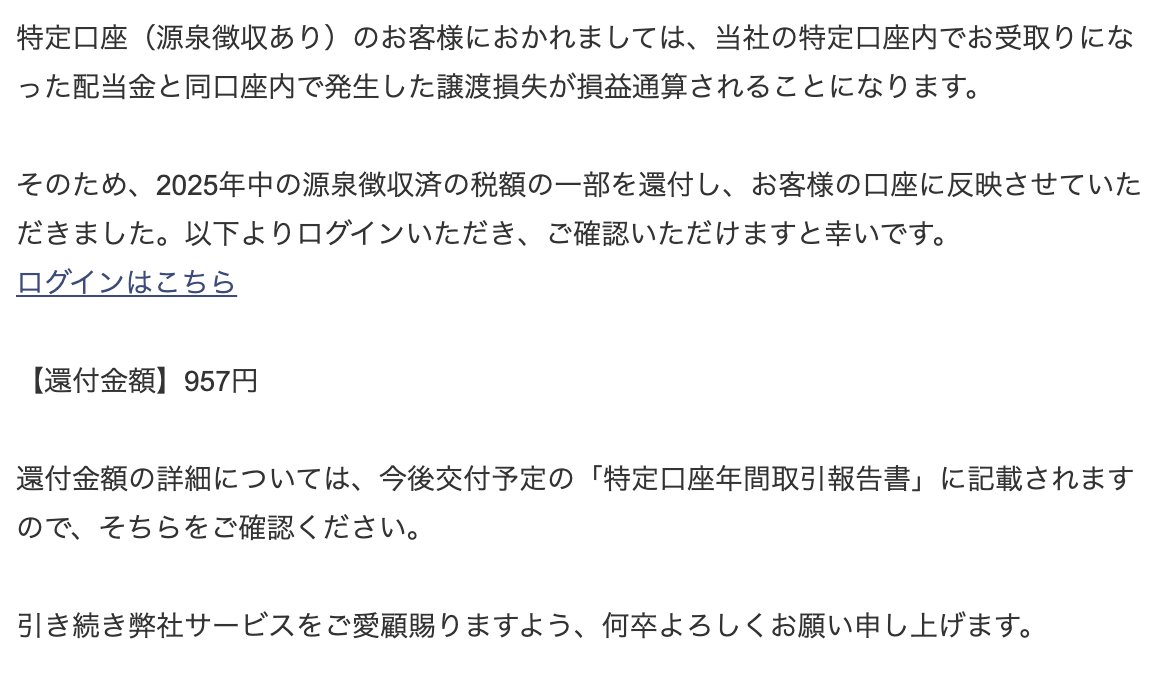 ALTERNAで特定口座（源泉徴収あり）の方は譲渡損失が損益通算のメールがきたのでは？  昨年初償還の際にこのあたりの税金の考え方をポストしていたので再掲です👍 不動産クラファンだと起こらない現象ですので、気になる方は見てみて😁  金額も予想とほぼ一致したのであっ ...