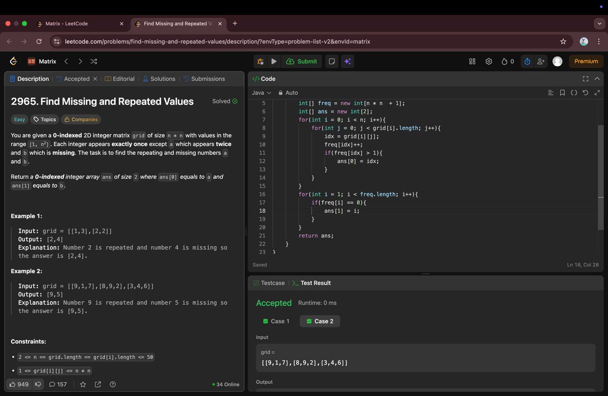 ektasingh1204's tweet photo. Day 4 🔥
I spent my whole college hours 😭 solving this question.
It's hard being a beginner as you don't understand the concept 🥲 or even if by hard work you get the concept then the coding part becomes a challenge.
Go girl 💅
#100DaysOfDSA #LeetCode #Coding #DSA #LearningMode https://t.co/2muPlWdvQs