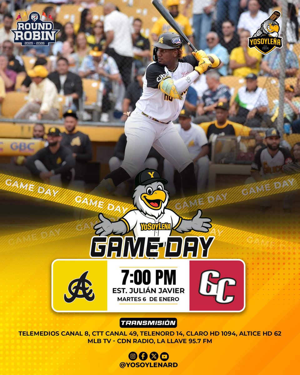 ¡PARA EL ESTABLO HOY! 

Nuestras <a href="/aguilascibaenas/">Águilas Cibaeñas</a> enfrentan hoy a <a href="/Gigantes_Cibao/">Gigantes del Cibao ®</a> 

🕢 7:00PM
🏟️ Estadio Julián Javier 
📺 Telemedios Canal 8 
📻 CDN Radio 

#YoSoyLeña