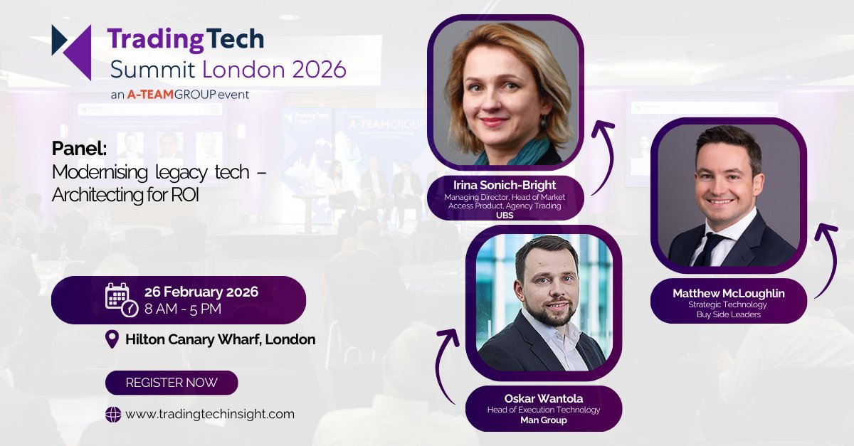 ATeamInsight's tweet image. Join us for this panel discussion- 'Modernising legacy tech - Architecting for ROI' at TradingTech Summit London on 26th Feb, with speakers from @UBS, @ManGroup &amp;amp; more

bit.ly/4qDgvBR

#TTSLDN #tradingtech #legacytech #AI #automation #buytobuild #APIs