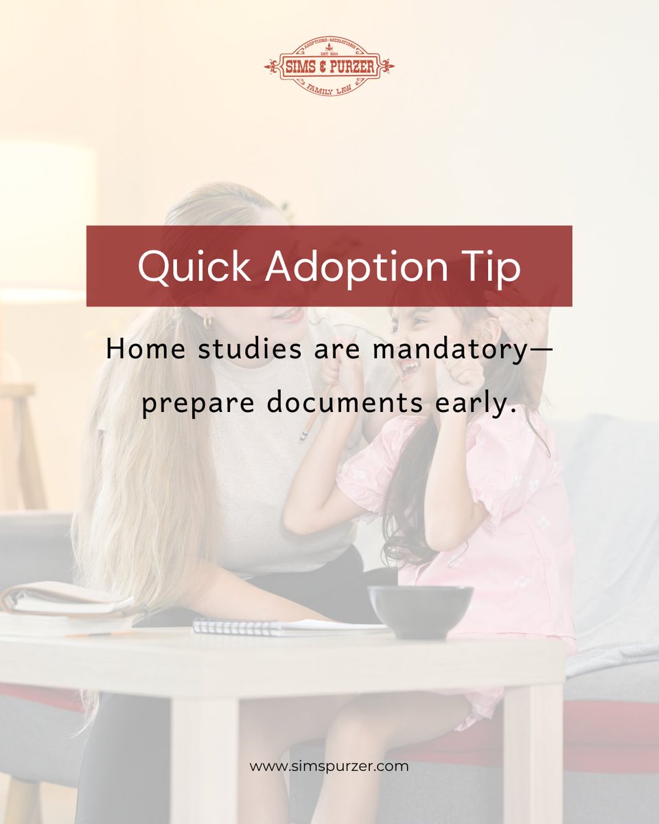 SimsPurzer's tweet image. Starting the adoption process can feel overwhelming, but preparation makes all the difference. Home studies are a required step, and gathering records, references, and paperwork early can help prevent unnecessary delays. 🏡❤️ 

#AdoptionTips #TexasAdoption #SimsPurzer