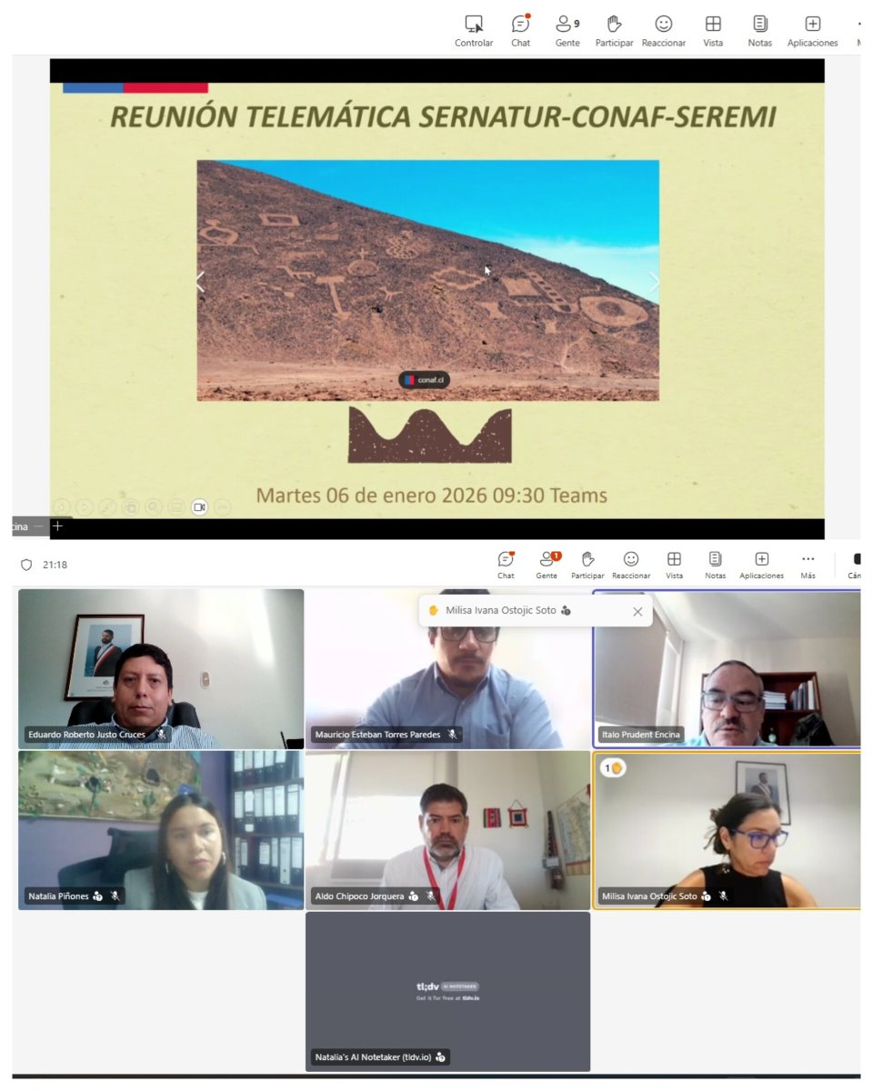 📝 Coordinamos acciones a favor del turismo en Geoglifos de Pintados. Seremi Eduardo Justo se reunió con directora <a href="/sernatur_1/">Sernatur Tarapacá</a> #Iquique Milisa Ostojic y jefa del Departamento de Áreas Silvestres Protegidas <a href="/conaf_tarapaca/">CONAF Tarapacá</a> Natalia Piñones para potenciar visitas en este verano 2026