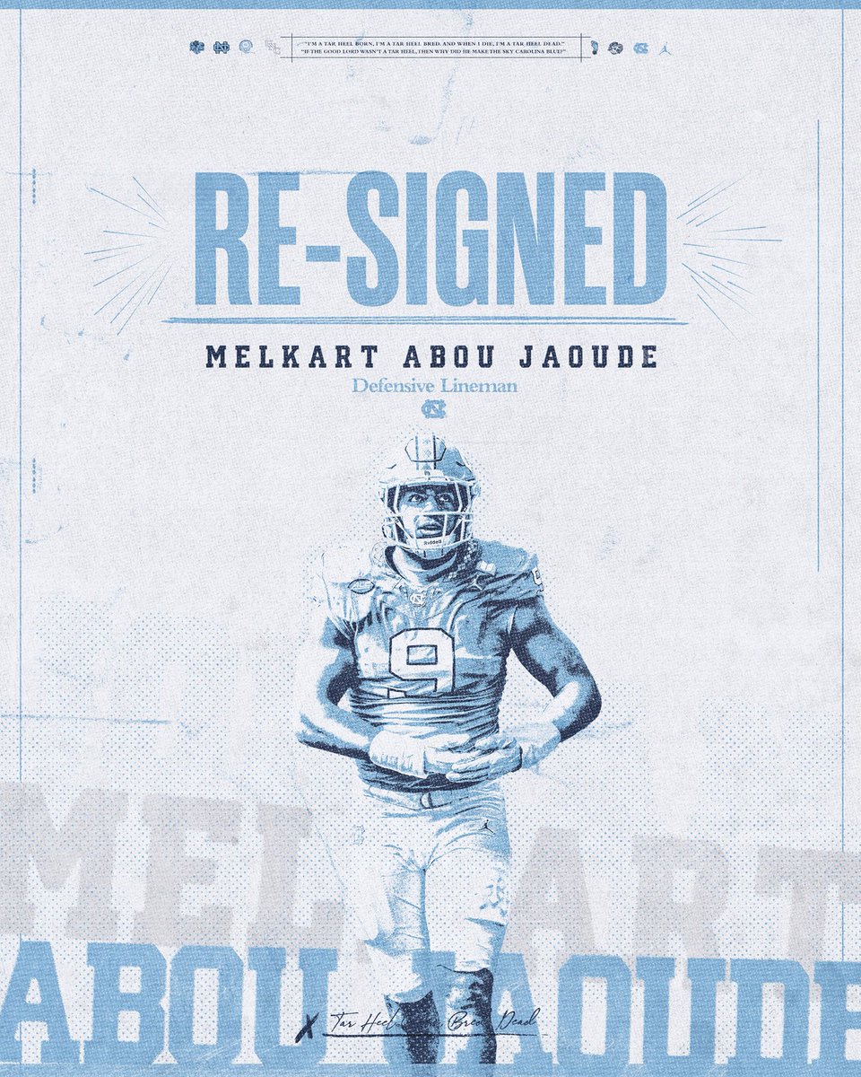 UNCFootball's tweet image. Melkart Abou Jaoude has re-signed with the North Carolina Tar Heels.

@Melkartaj ✍️