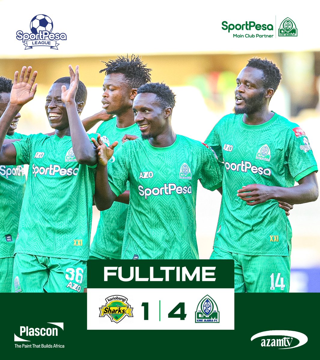 🟢 | MATCH RESULTS    

It’s over here at Kasarani Stadium…. A good win as we reclaim top spot. The journey continues. Well done lads. 👏👏

(⚽ -  Stanley, Ebenezer, Kapen, Felix)

#Sirkal  | #SportPesaNaGor