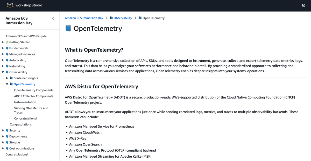 tpschmidt_'s tweet photo. Stop trying to learn OpenTelemetry just by reading the docs.
If you want to see how it actually connects, check out the ECS Immersion Day workshop.

It’s completely free and official. https://t.co/doOr6zwiVJ