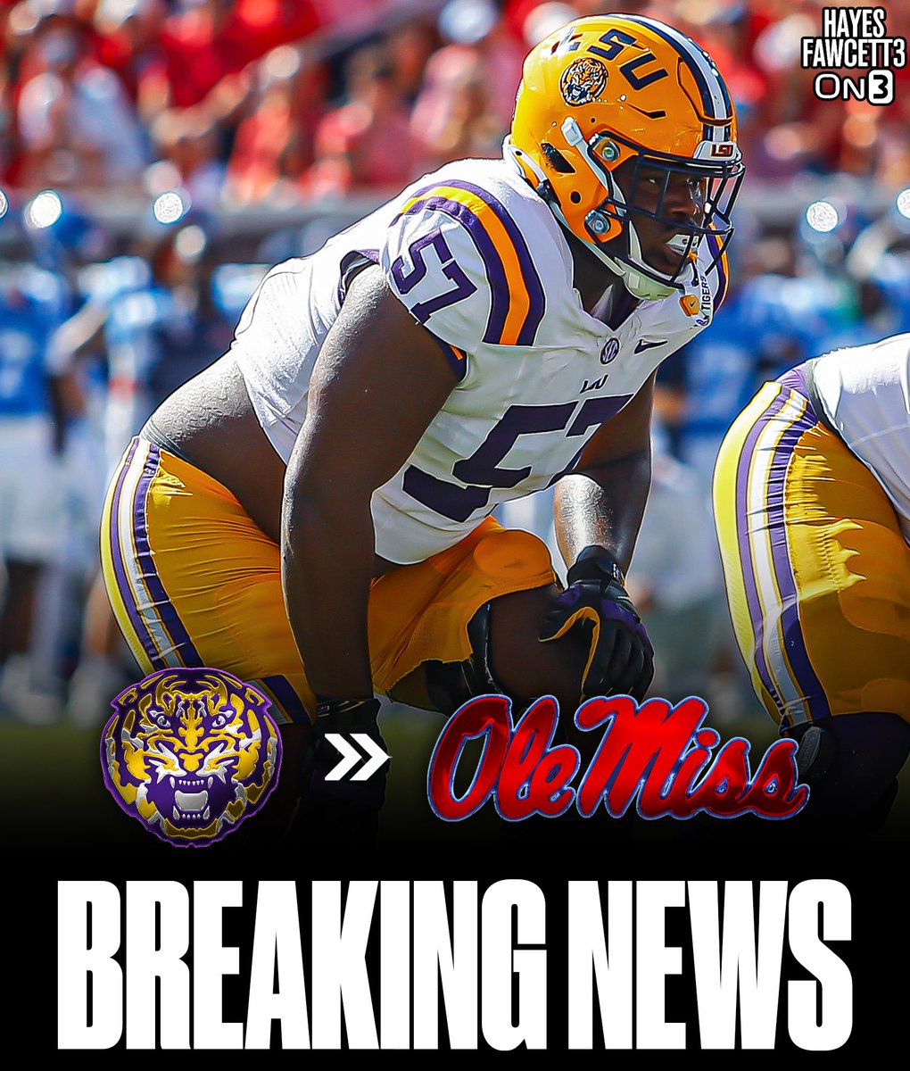 Hayesfawcett3's tweet image. BREAKING: LSU true freshman transfer OT Carius Curne has Committed to Ole Miss, he tells @On3Sports

The 2025 On300 Five-Star played in 7 games this season, making starts at both tackle spots

He’s one of the top offensive lineman in the portal

on3.com/transfer-porta…