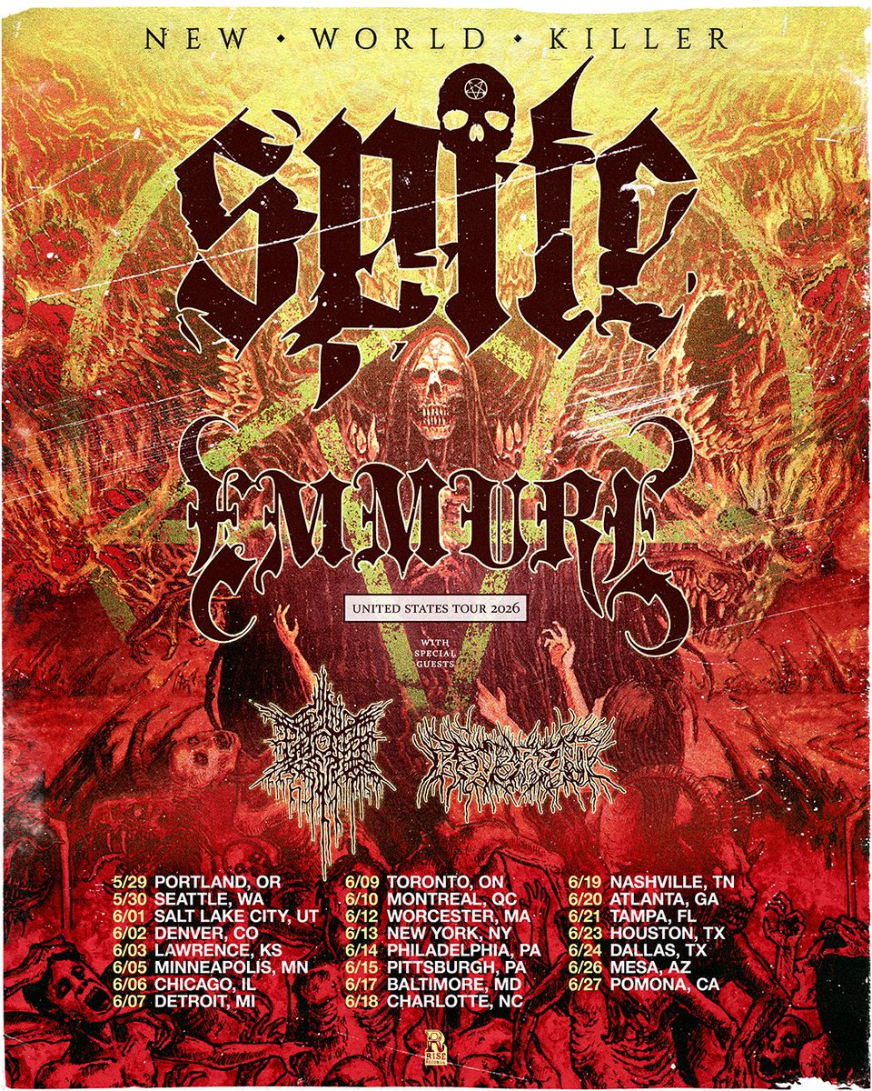 riserecords's tweet image. THE NEW WORLD KILLER TOUR @SPITEca 

Tickets on sale this Friday at 10AM local