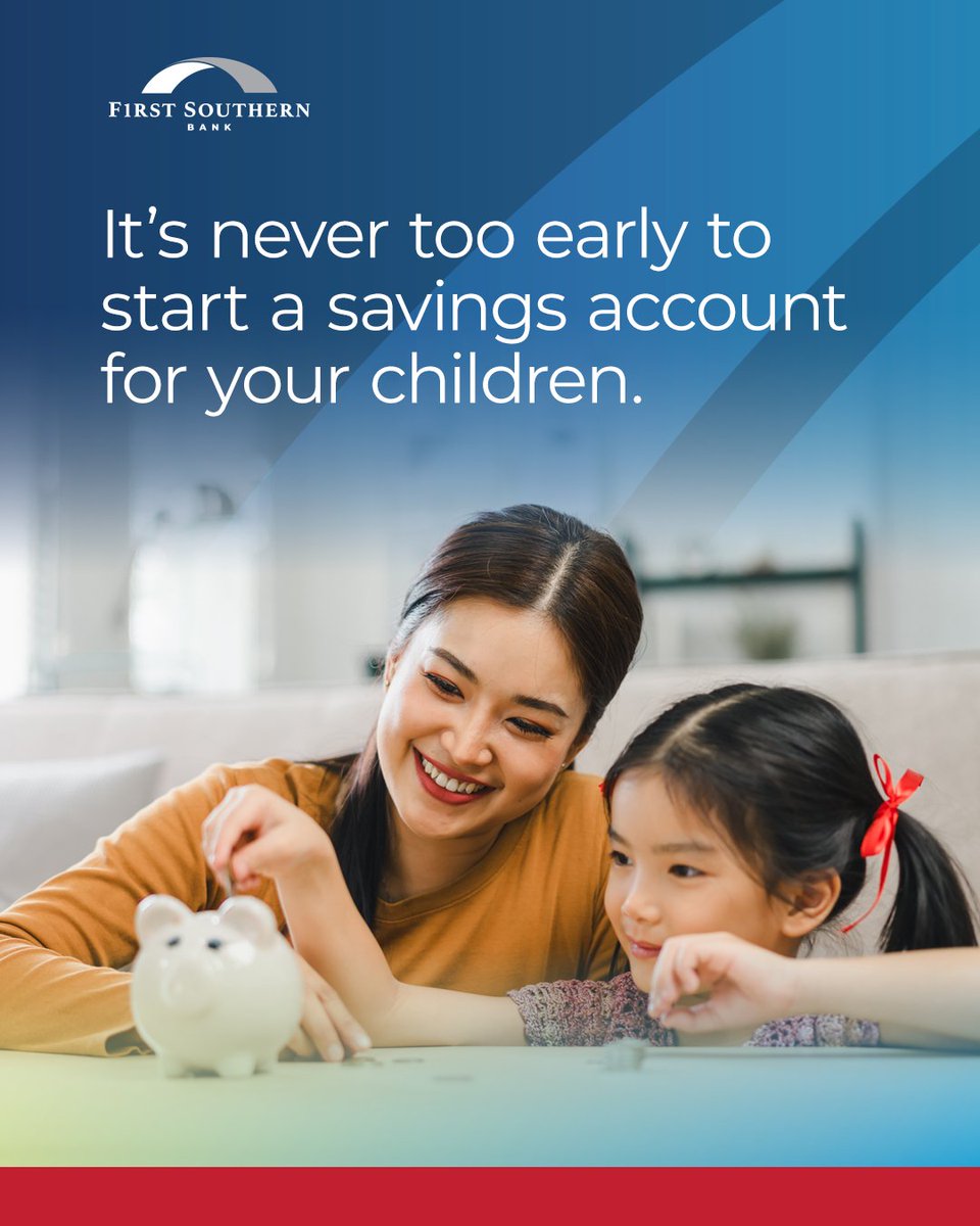 FirstSouthernBk's tweet image. It’s never too early to start a savings account for your children? We offer tools to help you and your child save and learn about saving with FSB! fsb-bank.bank/personal/#pers… #FirstSouthernBank #FirstTimeSavings #BankLocal First Southern Bank is a Member FDIC and Equal Housing Lender