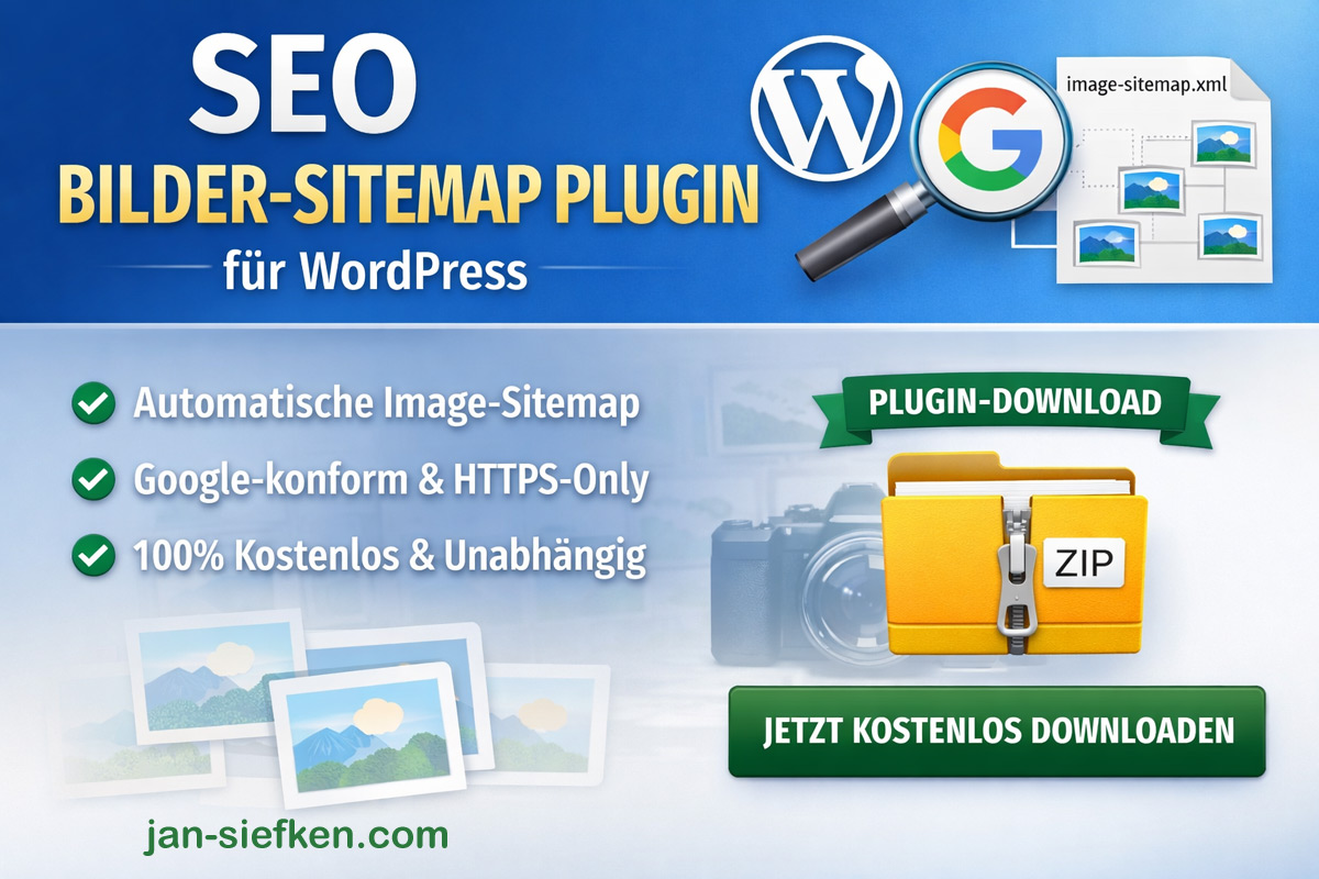JanSiefken's tweet photo. WordPress Plugin für automatische Bilder-Sitemaps. Google-konform, ohne SEO-Plugin-Abhängigkeit. Das Bilder Sitemap Plugin gibt es hier kostenlos zum Download. https://t.co/N8o6IjxsX7 https://t.co/jdzevopCDK