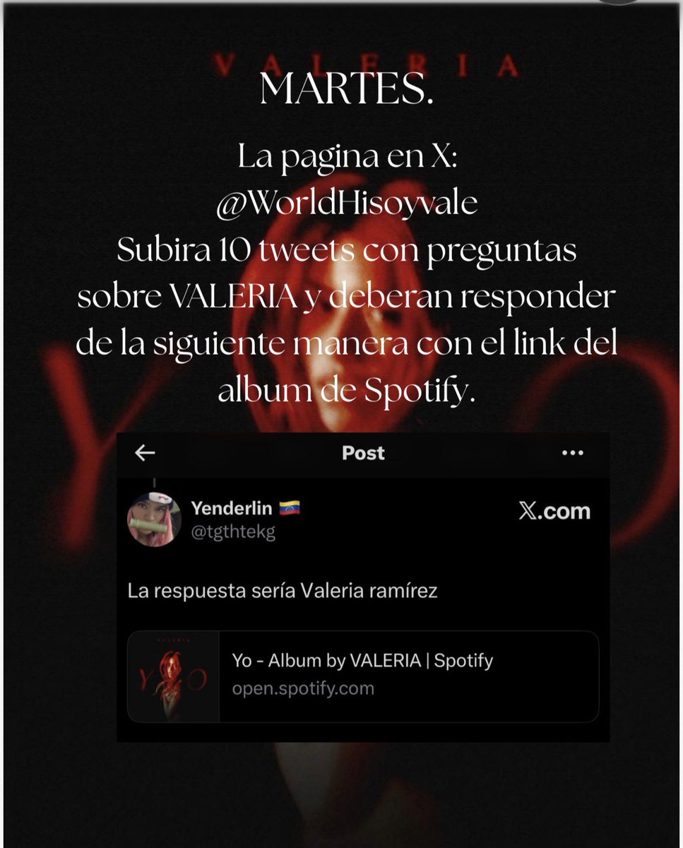 Buenos días familia hoy iniciamos con la dinámica para vale y su música esperamos poder contar con todos su apoyo. 💜💫