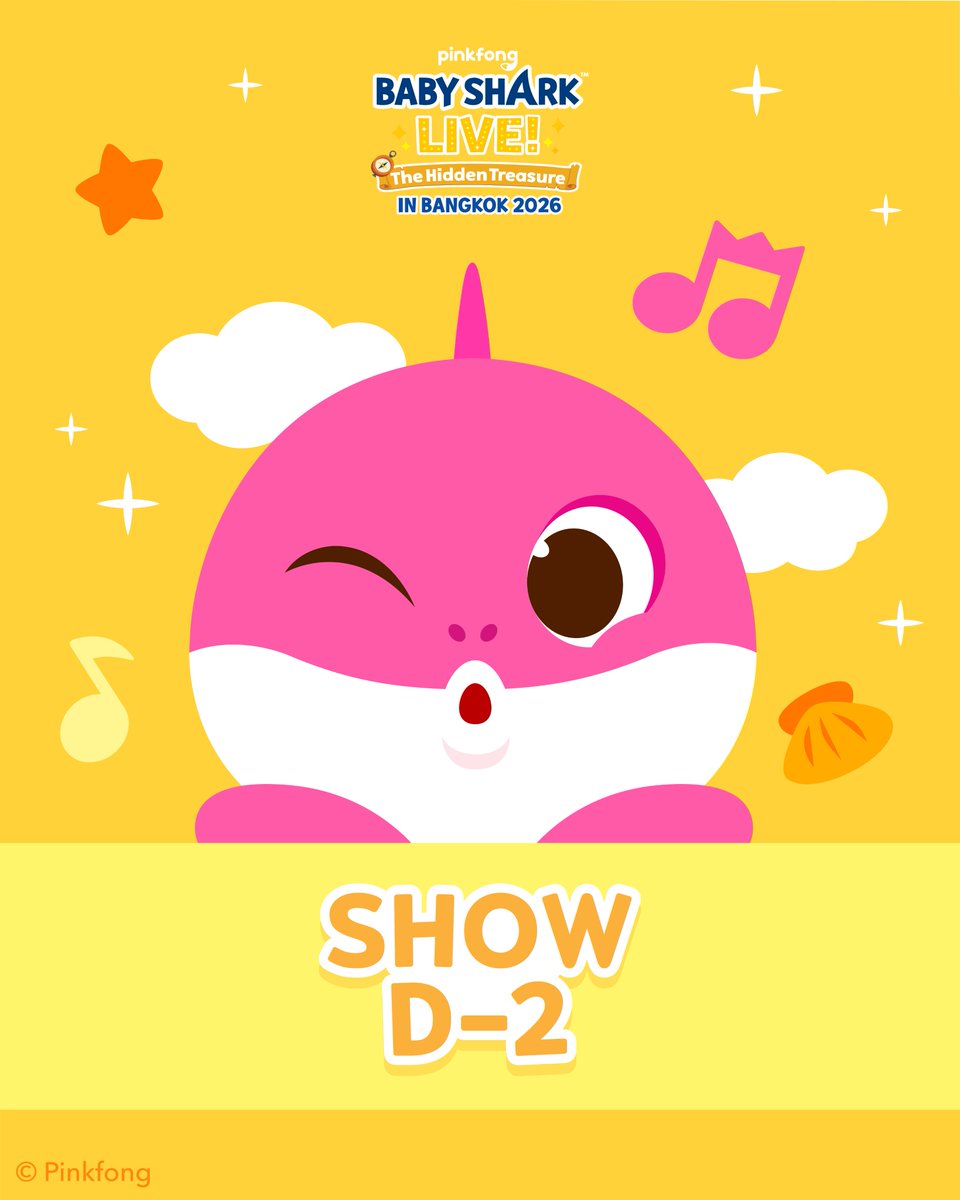 🩵𝐒𝐇𝐎𝐖 𝐃-𝟐🩵
วันศุกร์-อาทิตย์นี้แล้ว!! ที่สุดของกิจกรรมที่ทุกครอบครัวไม่ควรพลาด! 👨‍👩‍👧‍👦🎵
ครั้งแรกในเมืองไทย กับมิวสิคัลที่น้อง ๆ จะได้ร้อง เต้น และสนุกไปด้วยกันกับเรื่องราวและเสียงเพลงในโลกใต้ท้องทะเล🫧

“BABY SHARK LIVE <The Hidden Treasure> in BANGKOK 2026”
🎫