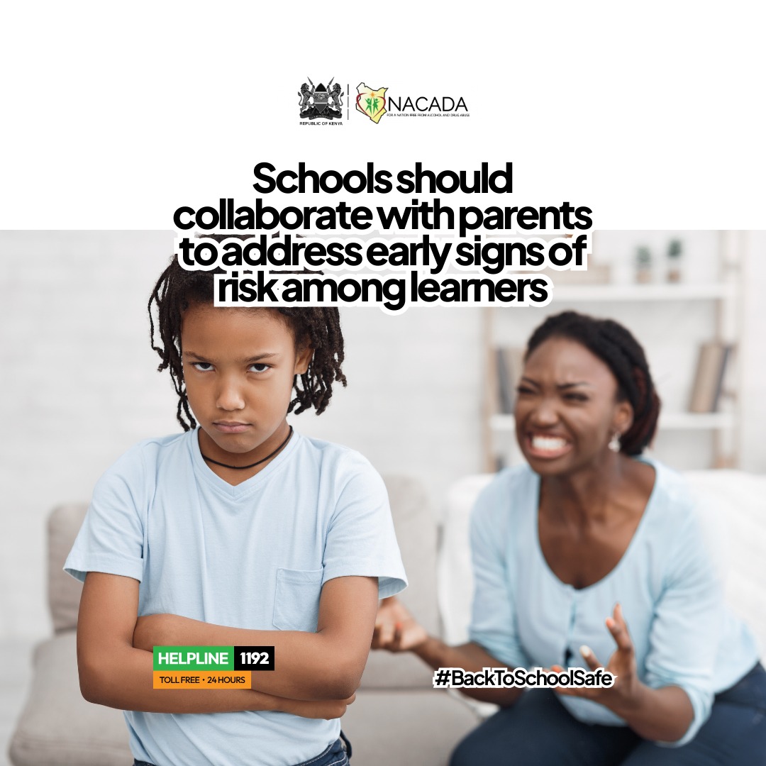 NACADAKenya's tweet image. Don't let prevention efforts fade after the first week. 📚
As the term settles, schools must keep the message strong &amp;amp; partner closely with parents. Early collaboration is key to addressing risk.
#PreventionIsOngoing #SchoolSafety