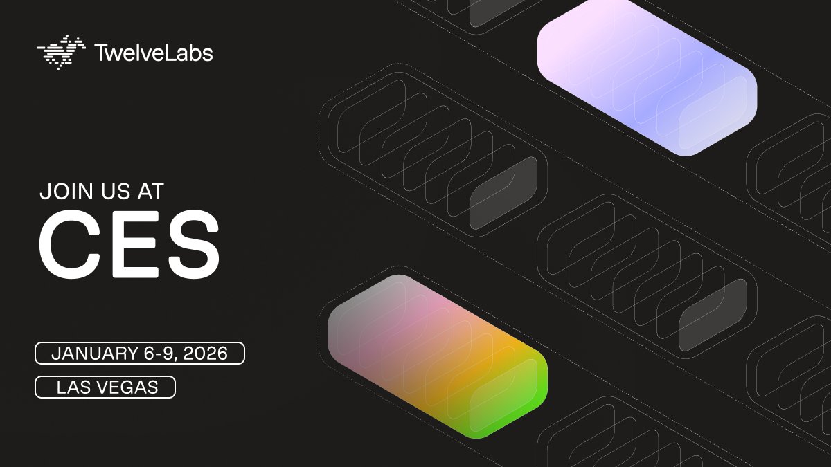twelve_labs's tweet image. Headed to CES? So are we.
Members of the TwelveLabs team will be in Las Vegas for CES, meeting with partners and teams across media, sports, and enterprise AI. Interested in connecting while we’re there? Email sales@twelvelabs.io - we’d love to meet up. 👋
#TwelveLabs #VideoAI