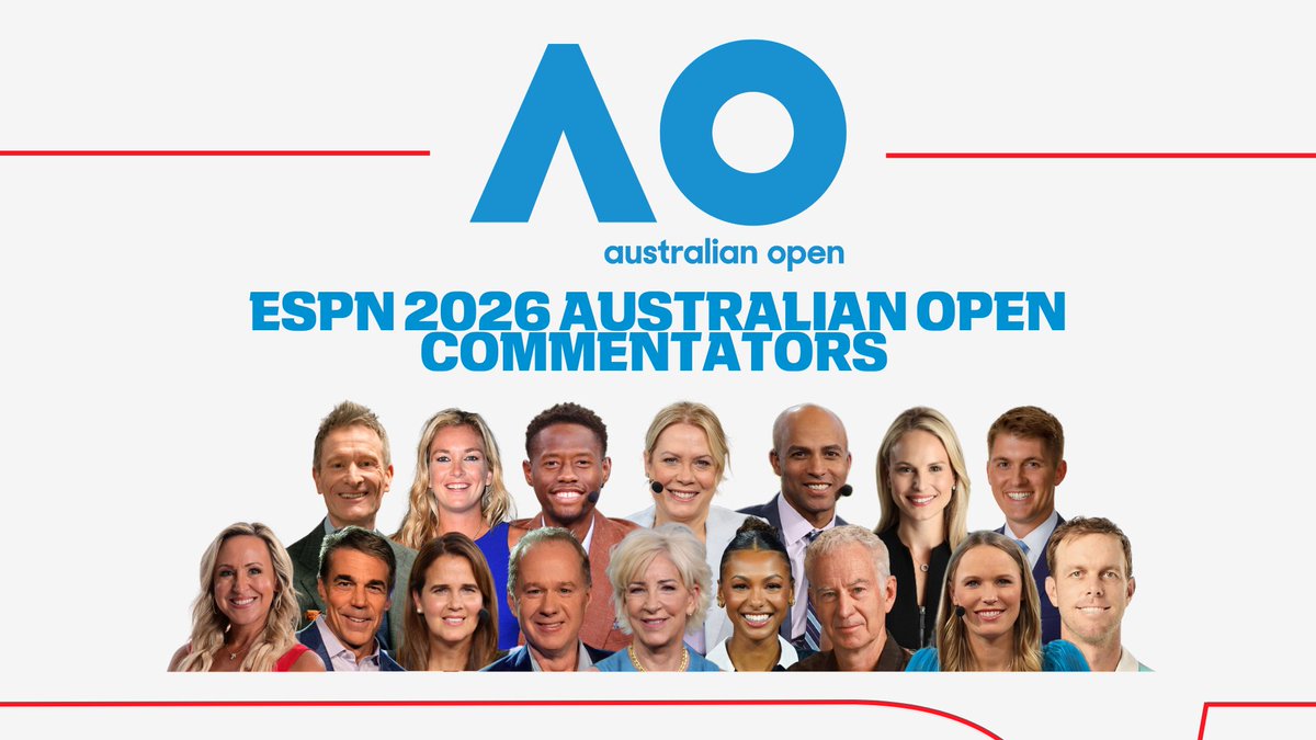 ESPNPR's tweet image. ESPN announces commentator lineup for the 2026 #AusOpen - with @malika_andrews joining the team

Details: bit.ly/49iReqZ