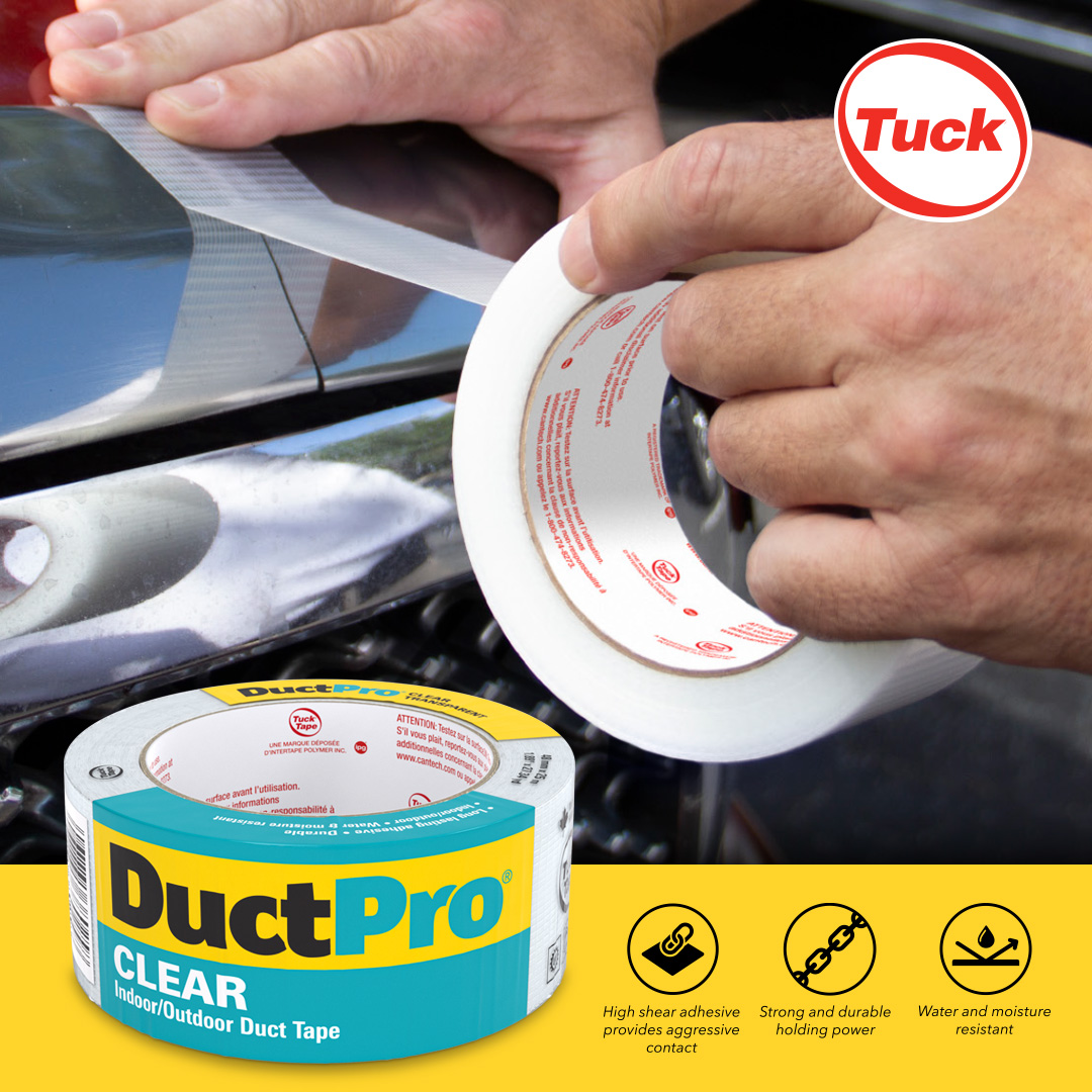 New! DuctPro® CLEAR — durable transparent duct tape engineered for long-term performance and reliable outdoor use. ☀️

Ideal for splicing, holding, patching and repairing a variety of surfaces. 

Learn more: bit.ly/49FMyLJ

#DuctPro #Splicing #Patching #Repairing