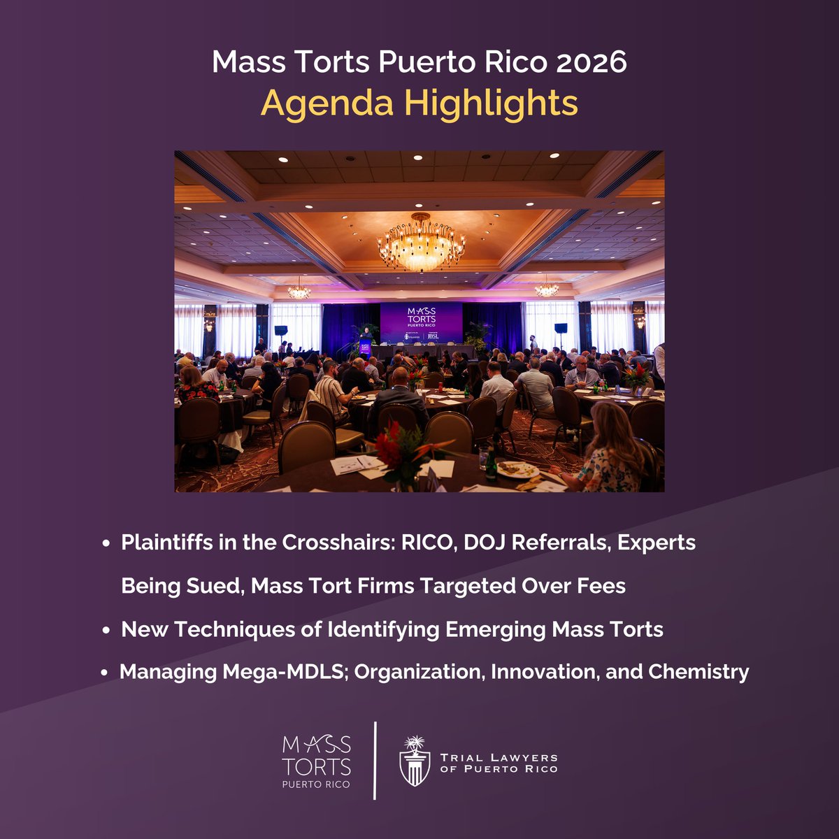 MassTortsPR's tweet photo. ✨ New Year. New Opportunities. ✨ 

MTPR 2026 is your chance to grow, connect &amp; lead in the mass torts field.

⚖️ Our CLE panels bring strategies &amp; fresh perspectives to help you thrive.  Here are a few agenda highlights!

https://t.co/WR80iuVSdv https://t.co/2ZzOu8cirr