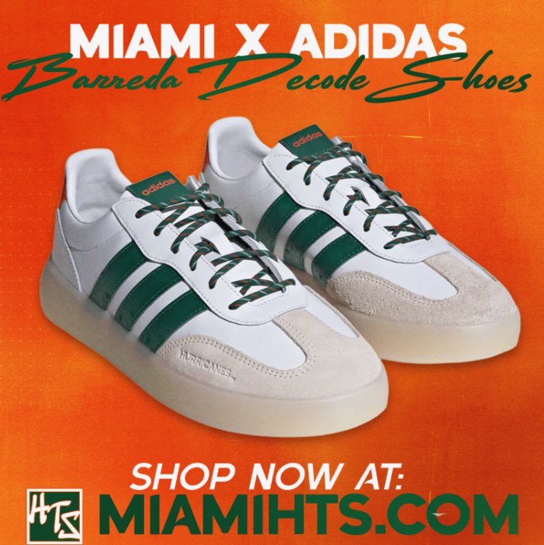 CanesConnection's tweet image. Complete your game day fit 👟🔥 The Miami adidas Barreda Decode shoes are available now @MiamiHTS online or in-store!
miamihts.com/products/miamm…