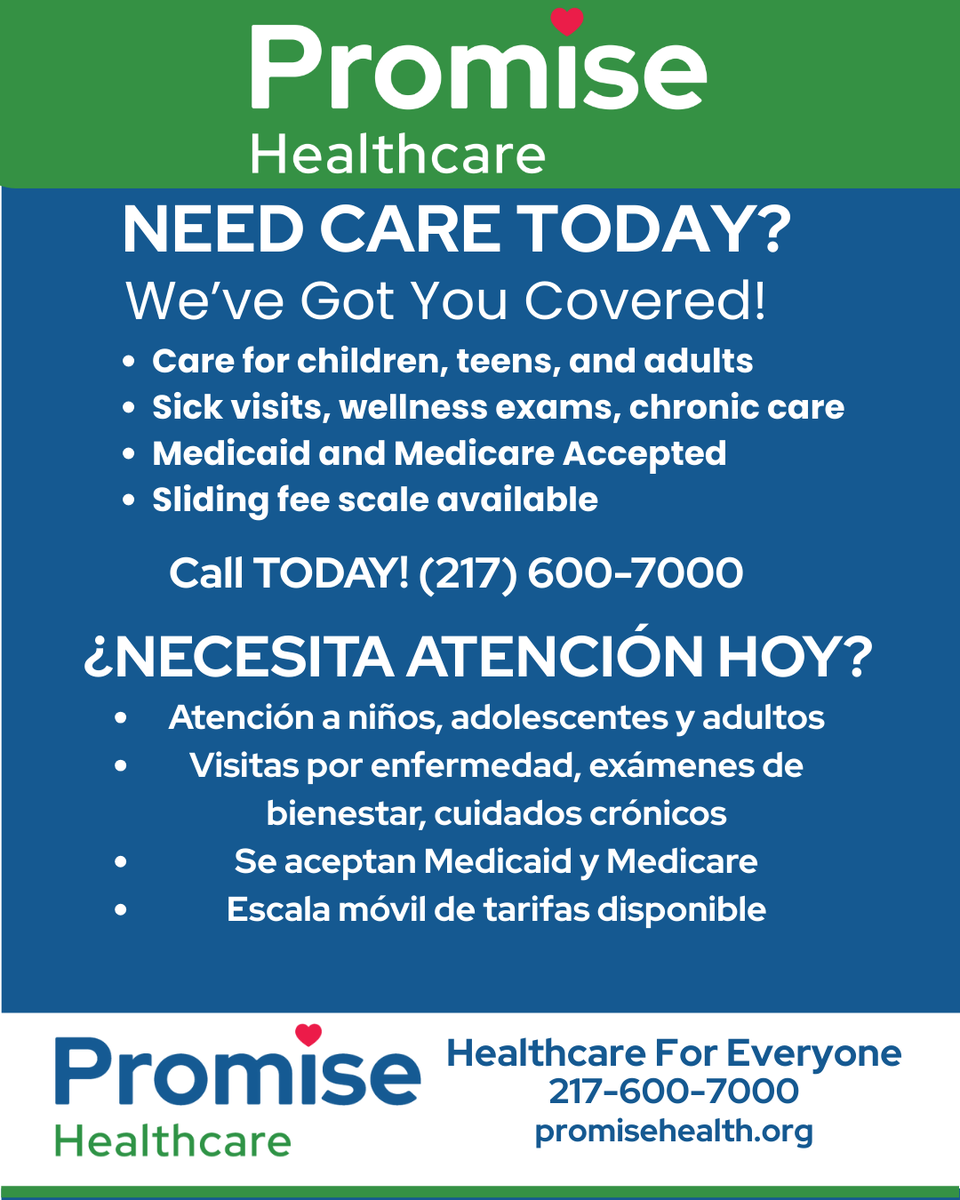 PromiseHealthCU's tweet image. Same Day Appointments are Available Today at ALL Promise Locations.
