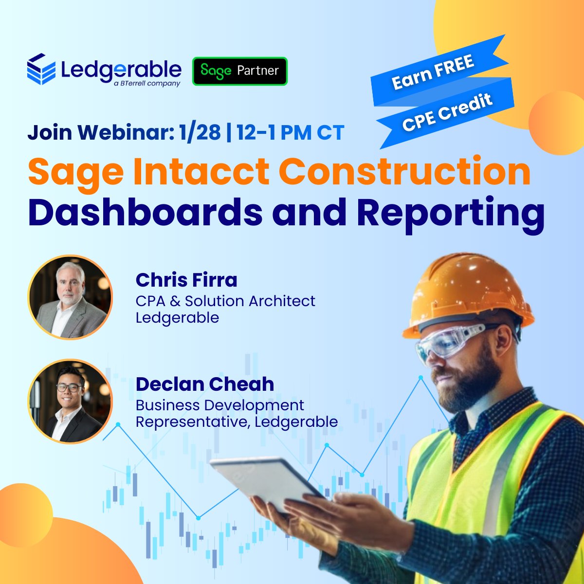 📊 Ready to level up your construction reporting? Join Chris Firra &amp; Declan Cheah from <a href="/LedgerableLLP/">Ledgerable</a> on 1/28 to see how Sage Intacct Construction dashboards deliver real-time visibility, actionable insights, and KPI tracking. ✅ Register to earn free CPE: tinyurl.com/mpsuu23k