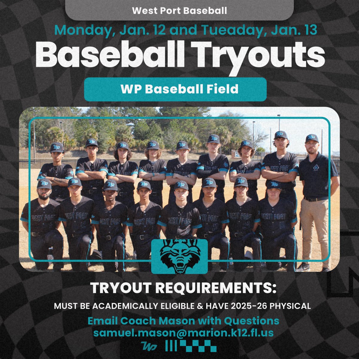 Tryouts are less than a week away.  We are looking forward to seeing everyone!

Make sure you have the following completed:

Athletic Clearance (found on school website) 
Up to date physical
2.0 GPA

Any Questions?  Contact Coach Mason.

#thepack #fhsaa #baseball