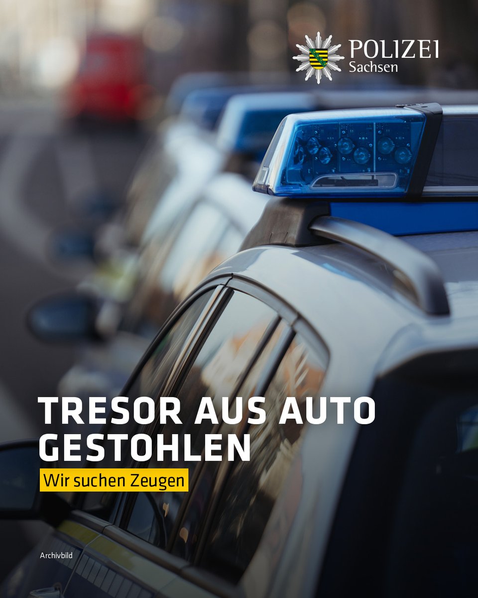 PolizeiSachsen's tweet photo. In #Riesa schlugen Unbekannte die Scheibe eines VW Passat ein und stahlen einen Tresor mit mehreren tausend Euro und persönlichen Dokumenten.
☎️ Zeugen melden sich bitte unter 0351 483-2233.
Mehr aus der Polizeidirektion #Dresden: https://t.co/mOjspqgNDO https://t.co/ztvzOBmiCJ
