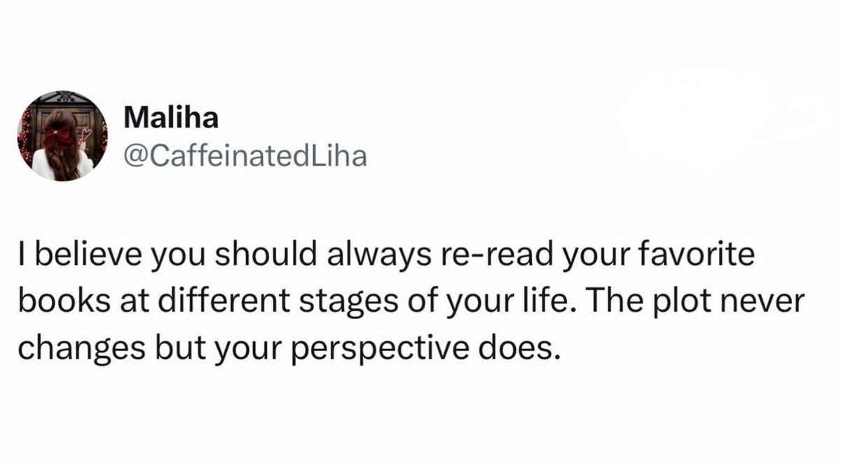 readswithravi's tweet image. Re-read your favorite books.