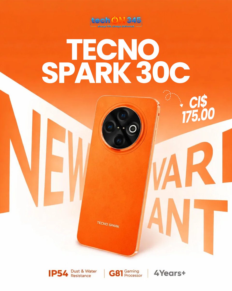 techon345's tweet image. Style, Speed, and Stamina. 📱

Tecno Spark 30C is a stylish, budget-friendly smartphone built for your everyday life.

💾 Storage: 128GB
💰 Price: CI$ 175.00

Grab yours now! techon345.com/shop/68f8bacd6…

#techON345 #tecno #smartech #tecnospark30c #tecnospark #smartchoice