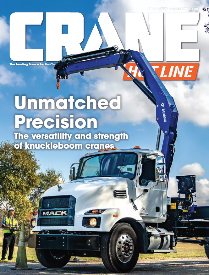 Awesome to see this PM 15.5 on the cover of Crane Hot Line! Articulating cranes are quite versatile (tree care, roofing, materials, etc); check out the article on their growing demand: rb.gy/3fcxcc #Tadano #ReachingNewHeights #Knuckleboom